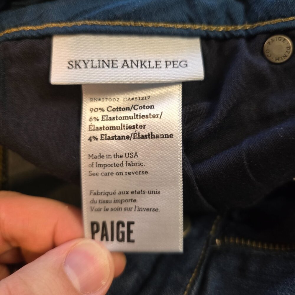 Paige Skyline Ankle Peg Jeans Women's 27 Blue Mid Rise Skinny Denim USA Stretch - Picture 7 of 10